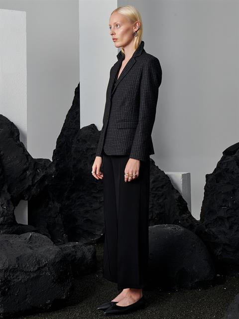 Yandan Fermuarlı Dökümlü Pantolon - Siyah