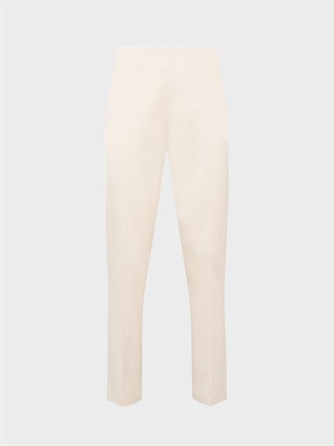 Yüksek Belli Nervür Dikişli Sigara Paça Pantolon - Ekru