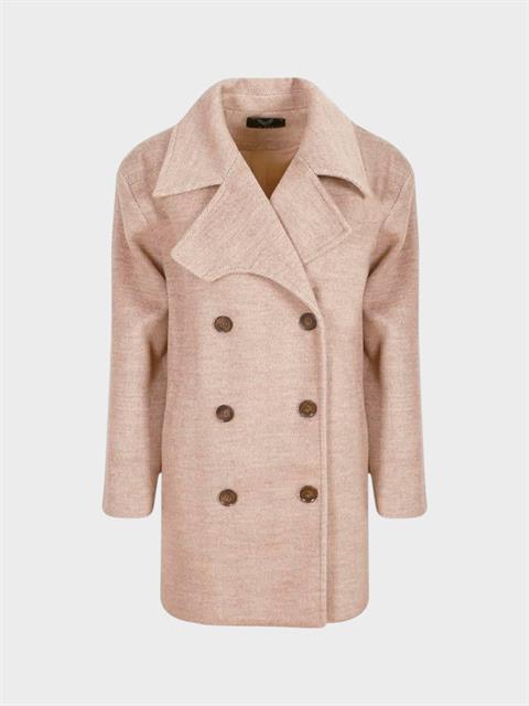 Yün Karışımlı Kaşe Kaban - Bej