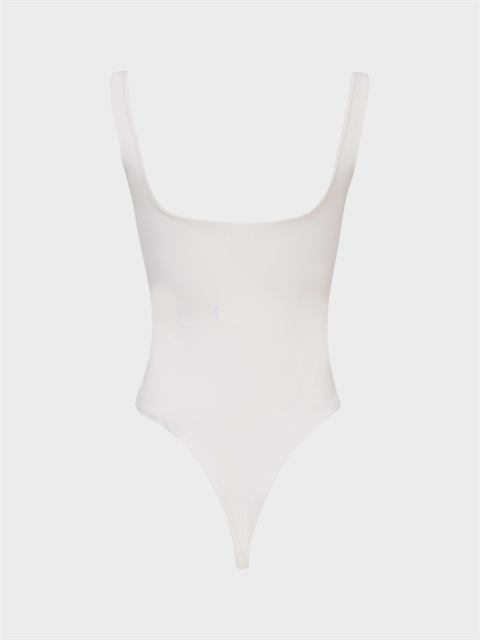 Yuvarlak Yaka Kesimli Askılı Body - Ekru