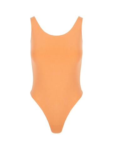 Yüzücü Atlet Kesim Alttan Çıtçıtlı Body - Turuncu