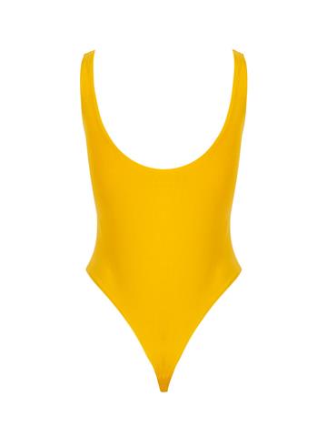 Yüzücü Atlet Kesim Alttan Çıtçıtlı Body - Sarı
