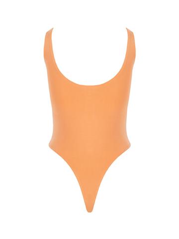 Yüzücü Atlet Kesim Alttan Çıtçıtlı Body - Turuncu