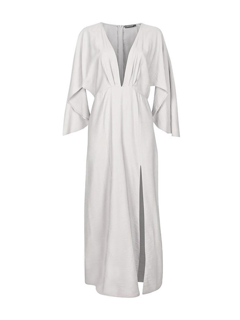 V Neck Maxi Dress With Arm Slit Ecru