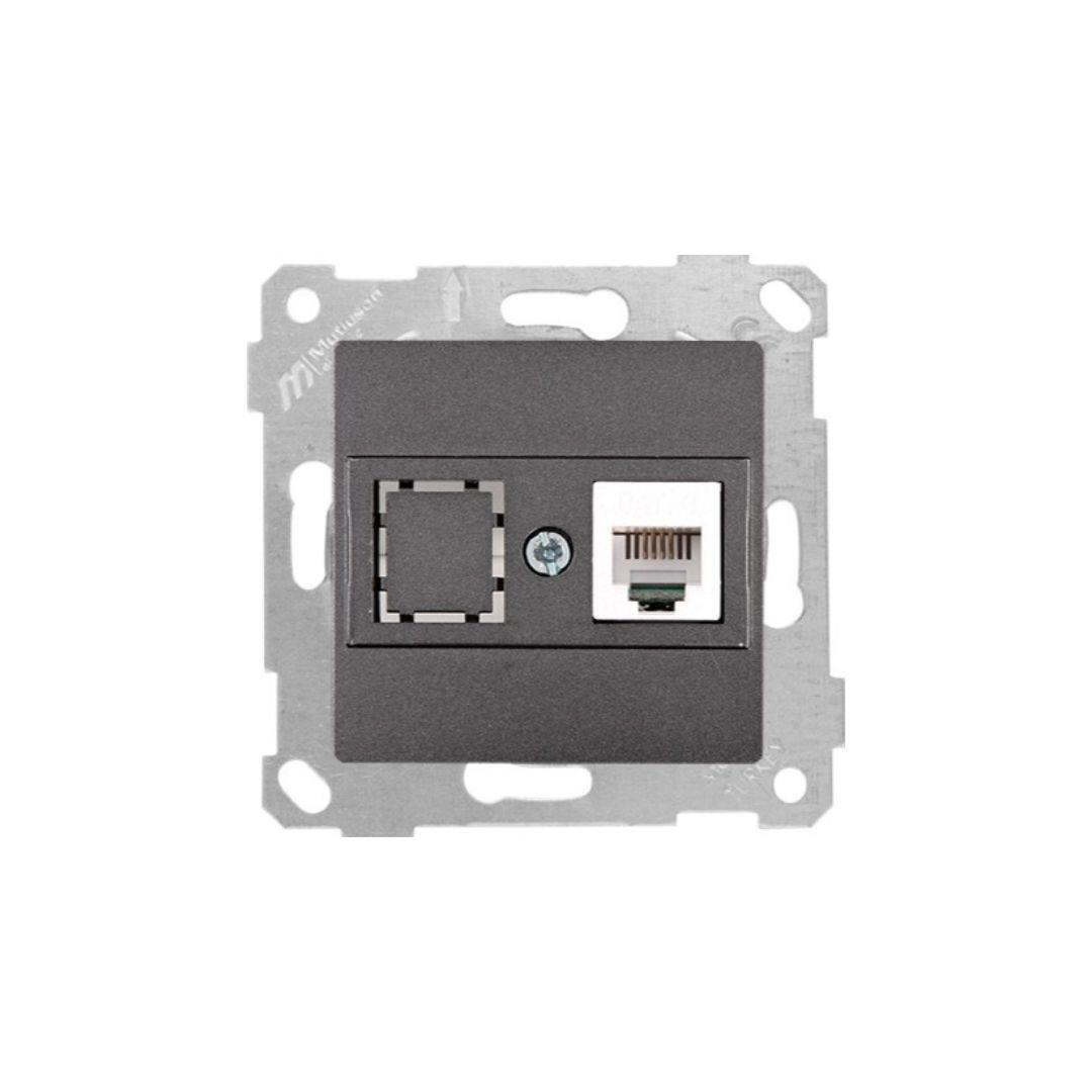 Mutlusan 22001250186 Telefon Prizi 1xRJ12 Cat3 Antrasit