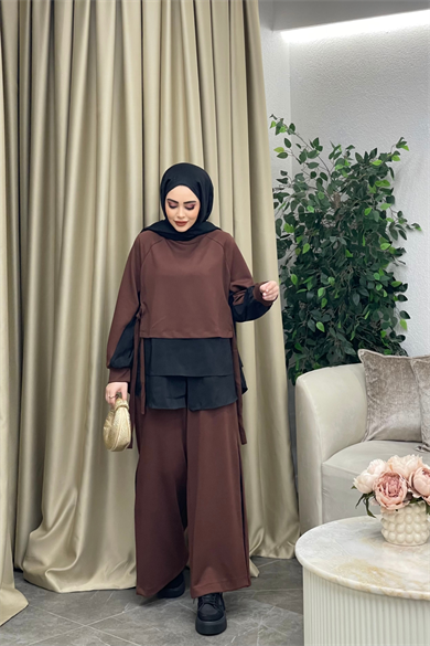 Geniş Pantolonlu Spor Kahve