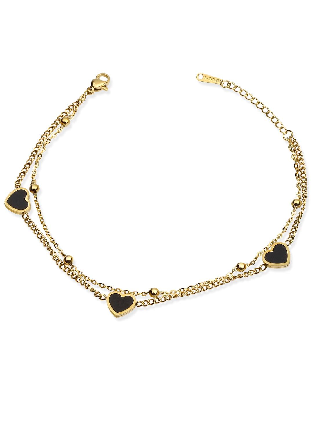 Çelik Çift Zincir Kalp Obje Halhal