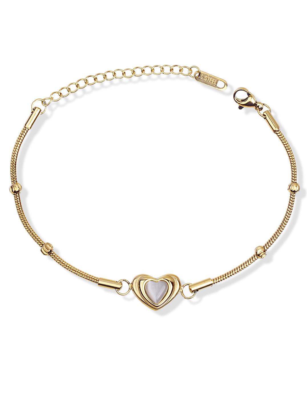 Kalp Obje Detay Çelik Bileklik