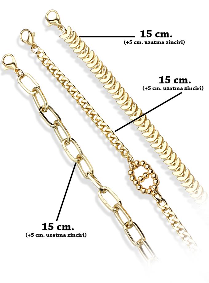  İnce ve Kalın Form Üçlü Kombin Bileklik