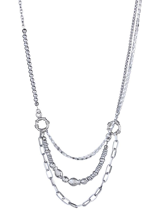 Balık Obje Detay Çoklu Zincir Tasarım Kolye