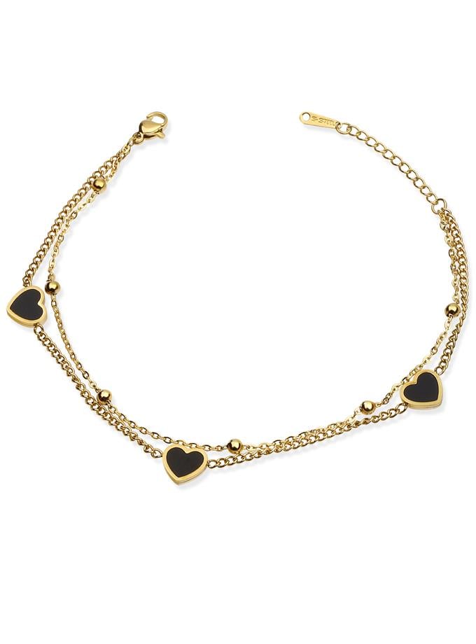 Çelik Çift Zincir Kalp Obje Halhal