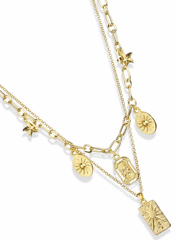 Charm Detaylı Katlı Kolye