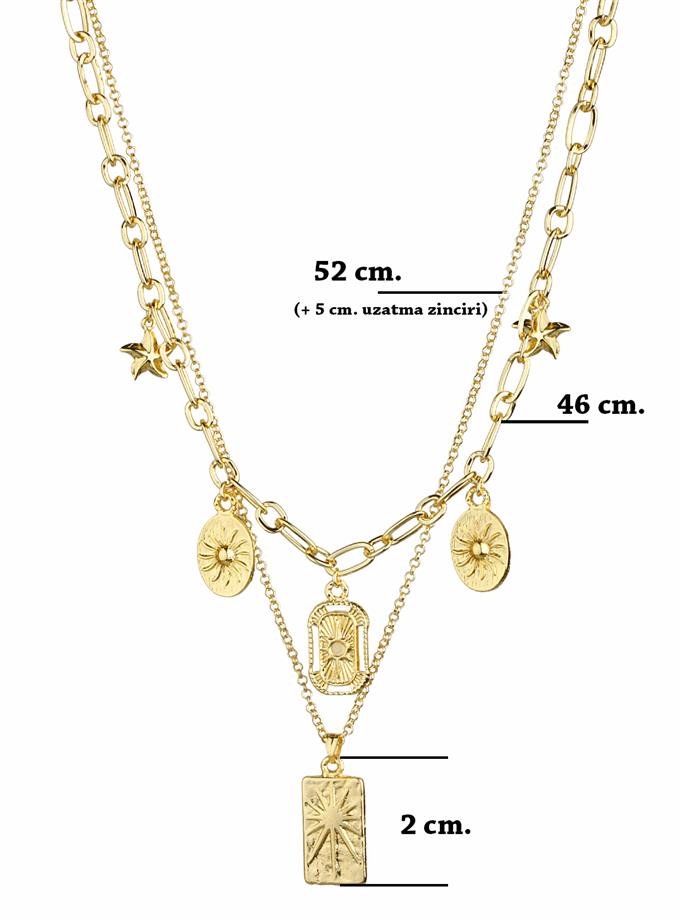 Charm Detaylı Katlı Kolye