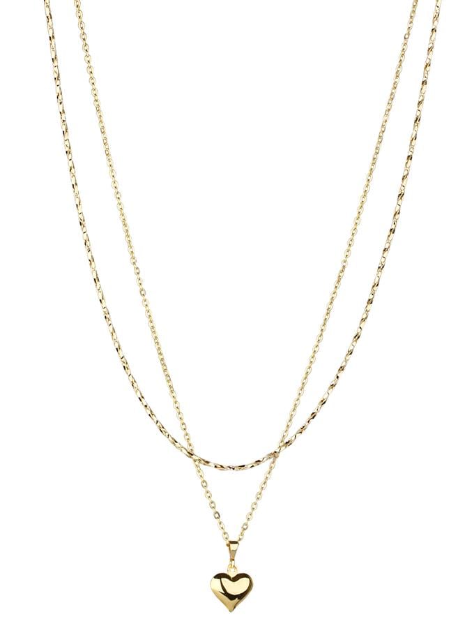 Çift Kordon Kalp Detay Kolye