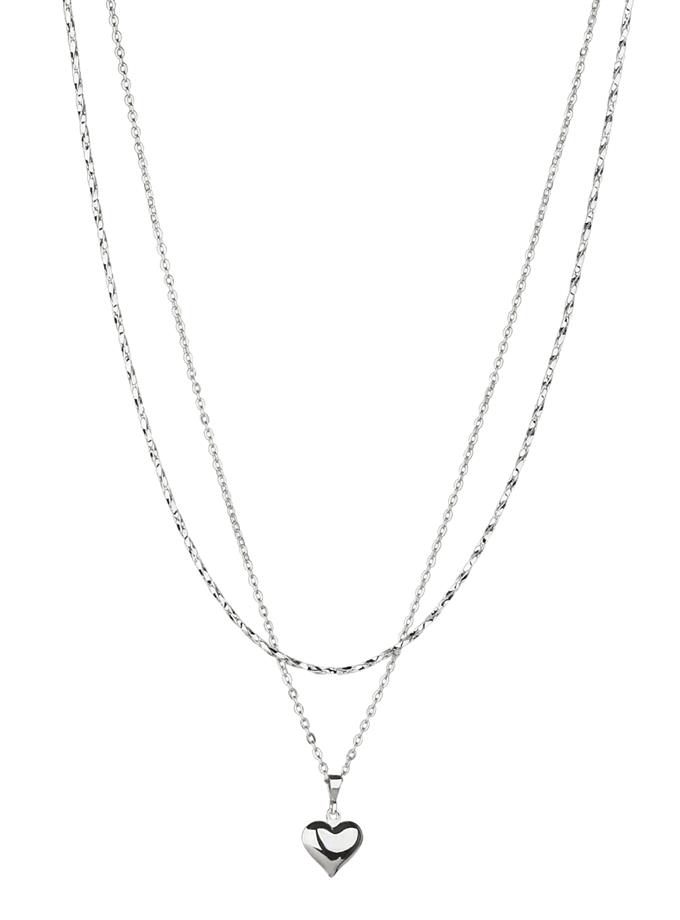 Çift Kordon Kalp Detay Kolye