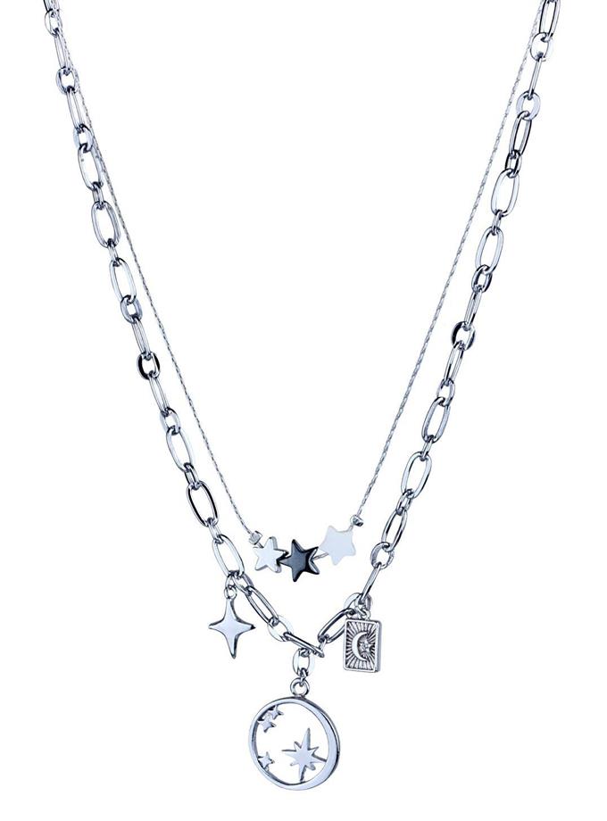 Çift Kordon Kuzey Yıldız Tasarım Kolye