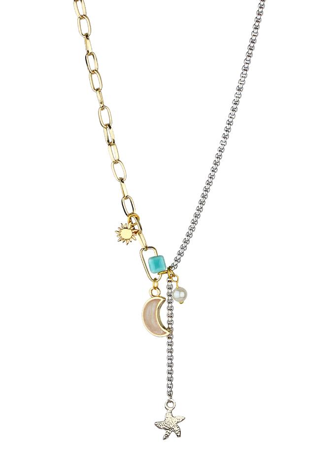 Çift Renk Zincir Çoklu Obje Kolye