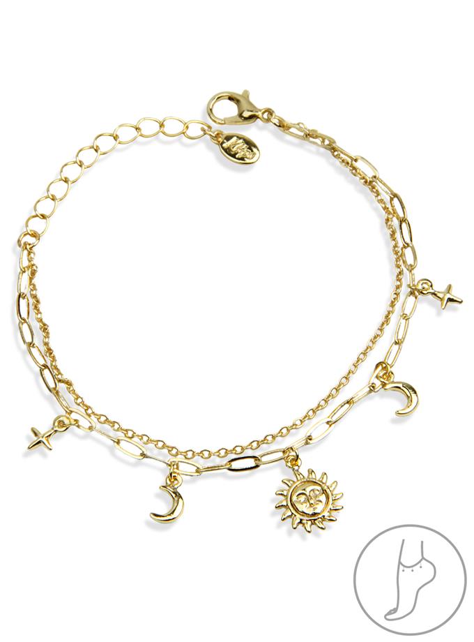 Çift Zincir Güneş Obje Detay Halhal