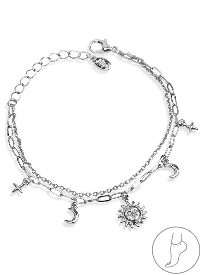 Çift Zincir Güneş Obje Detay Halhal