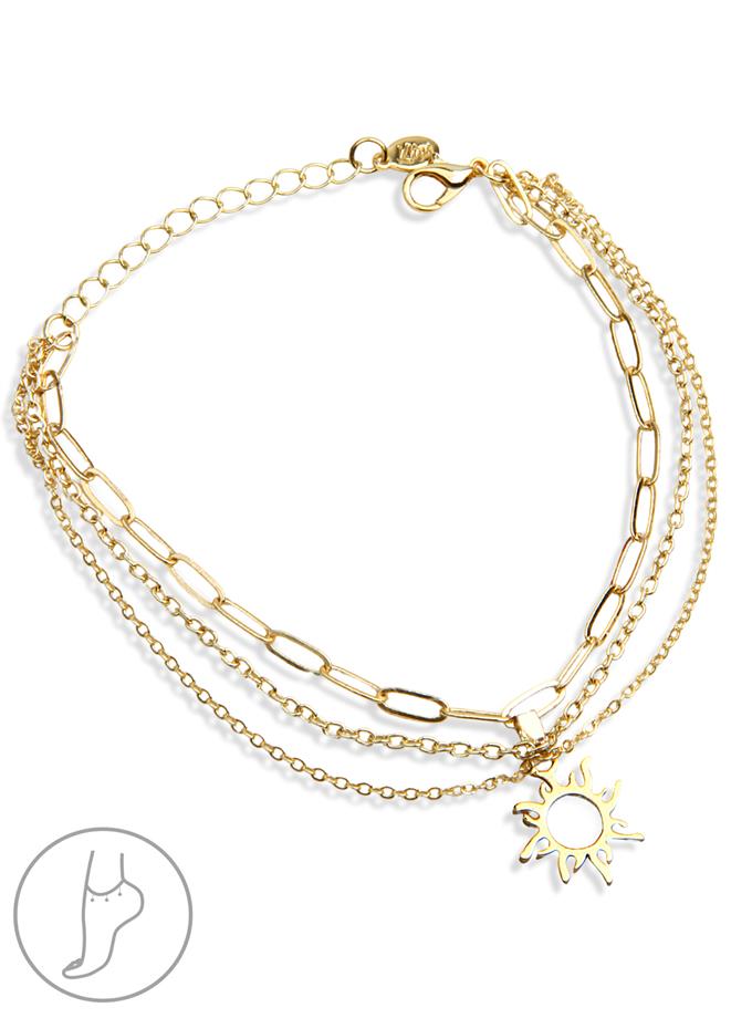 Çoklu Zincir Güneş Obje Halhal