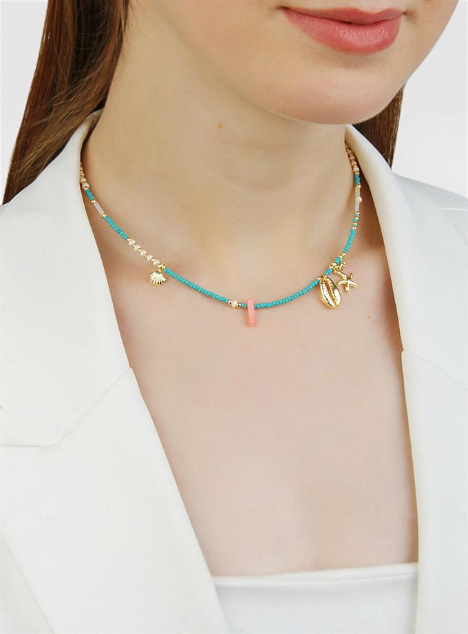 Deniz Objeleri Detay Boncuk Kolye