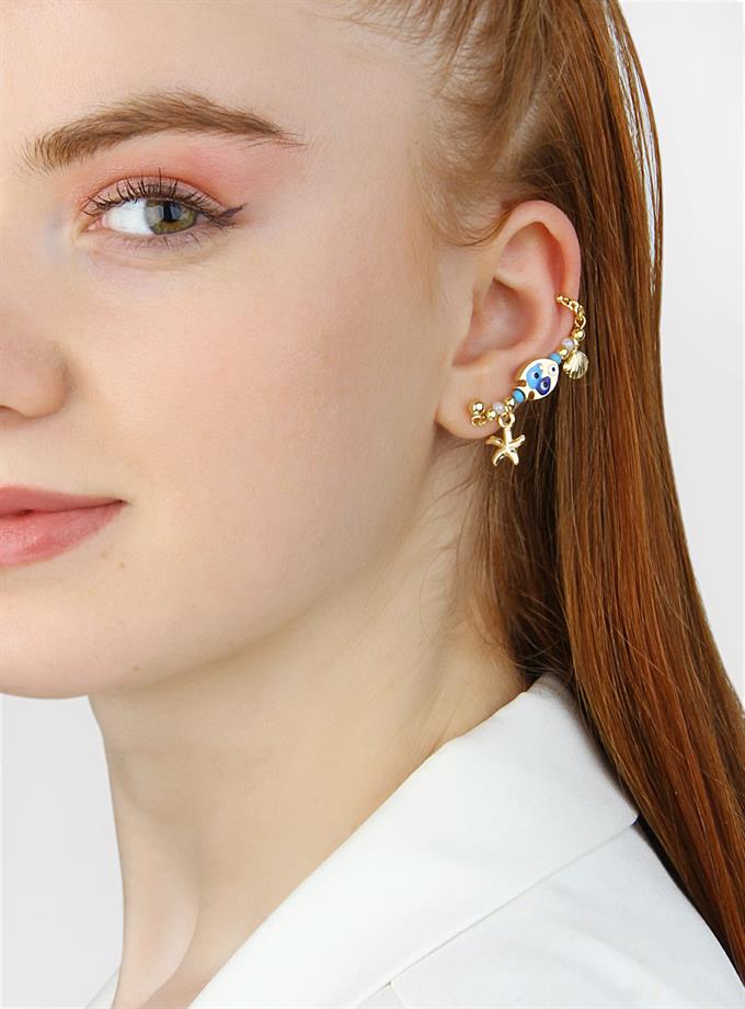 Deniz Objeleri Earcuff Tasarım Küpe