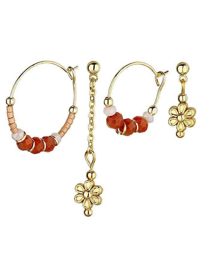 Dörtlü Kombin Çiçek Detay Küpe