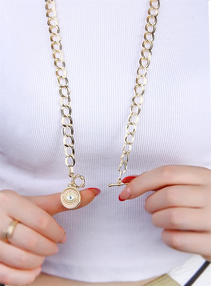 Göz Detay Uzun Tasarım Zincir Kolye