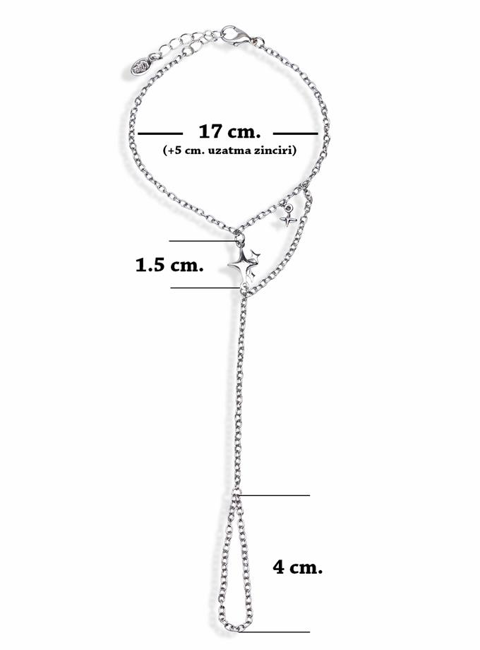 Yıldız Detaylı Gümüş Renk Şahmeran