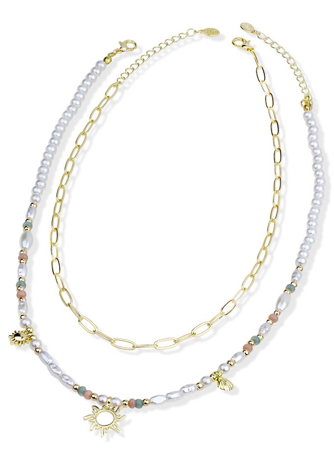 Güneş Işıltısı İkili Kombin Kolye