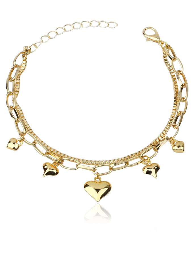 Kalp Objeler Dizi Çoklu Zincir Bileklik