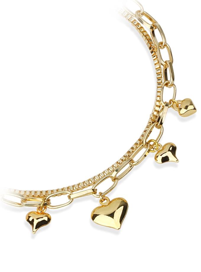 Kalp Objeler Dizi Çoklu Zincir Bileklik