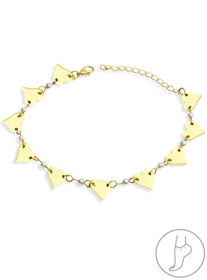 Kalp Objeler ve İnci Dizi Halhal