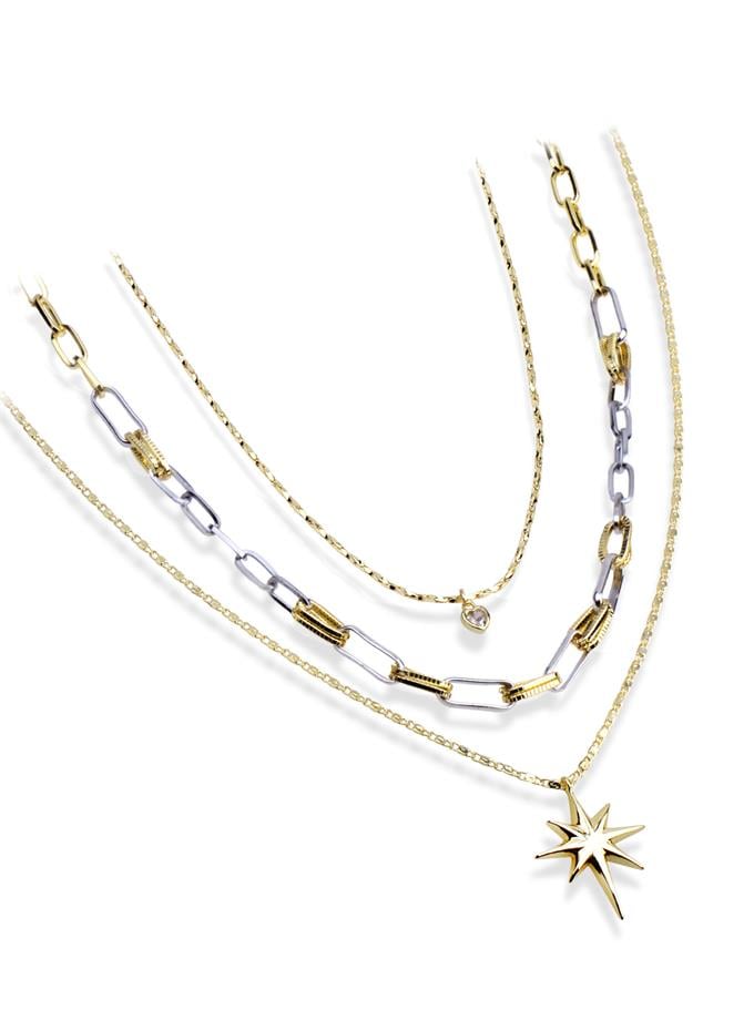 Kuzey Yıldızı ve Kalp Kombin Kolye Seti