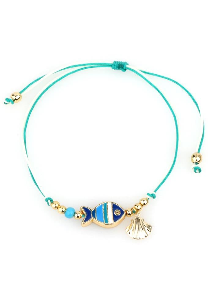 Mineli Balık Detay Çift İp Halhal