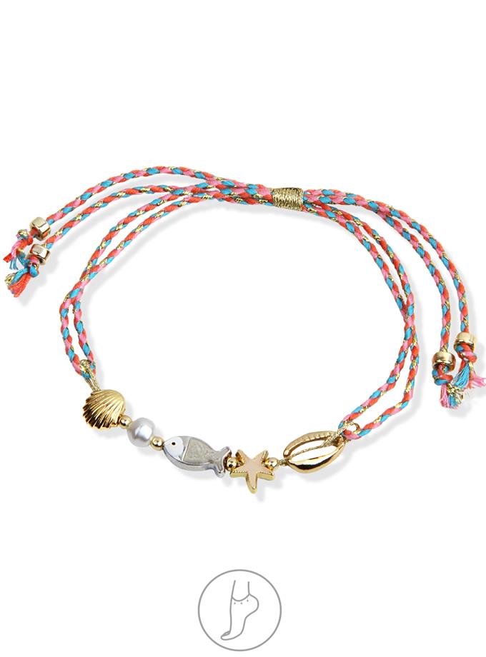 Mineli Balık Detay Çift İp Halhal