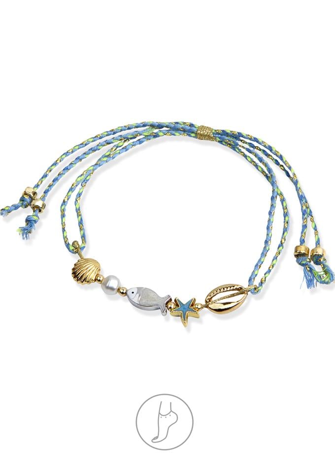 Mineli Balık Detay Çift İp Halhal