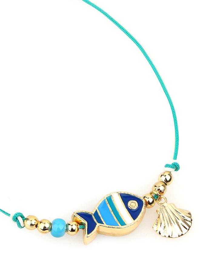 Mineli Balık Detay Çift İp Halhal