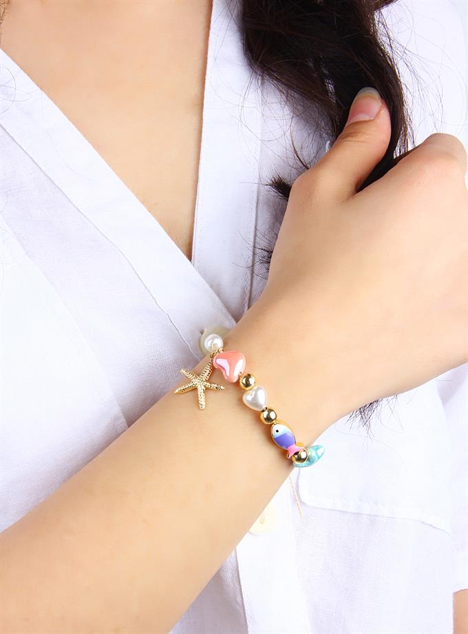 Renkli Deniz Objeleri Dizi İp Bileklik