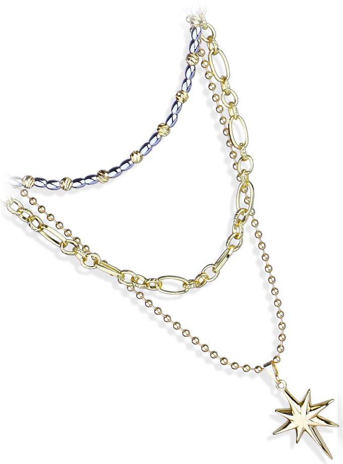 Üçlü Zincir K. Yıldızı Detay Kolye