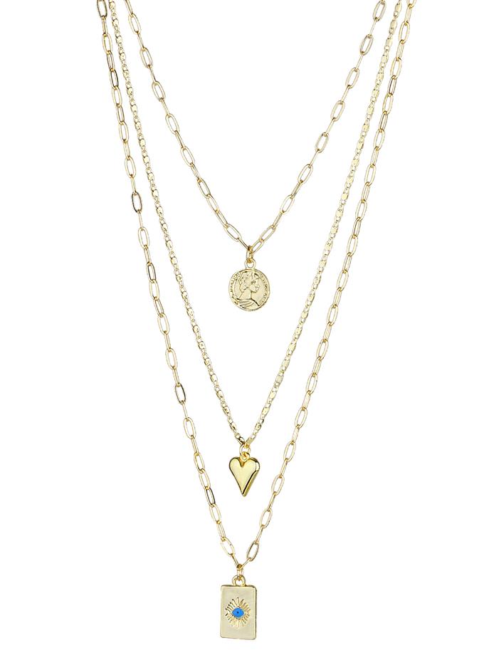 Üçlü Zincir Tasarım Obje Kolye