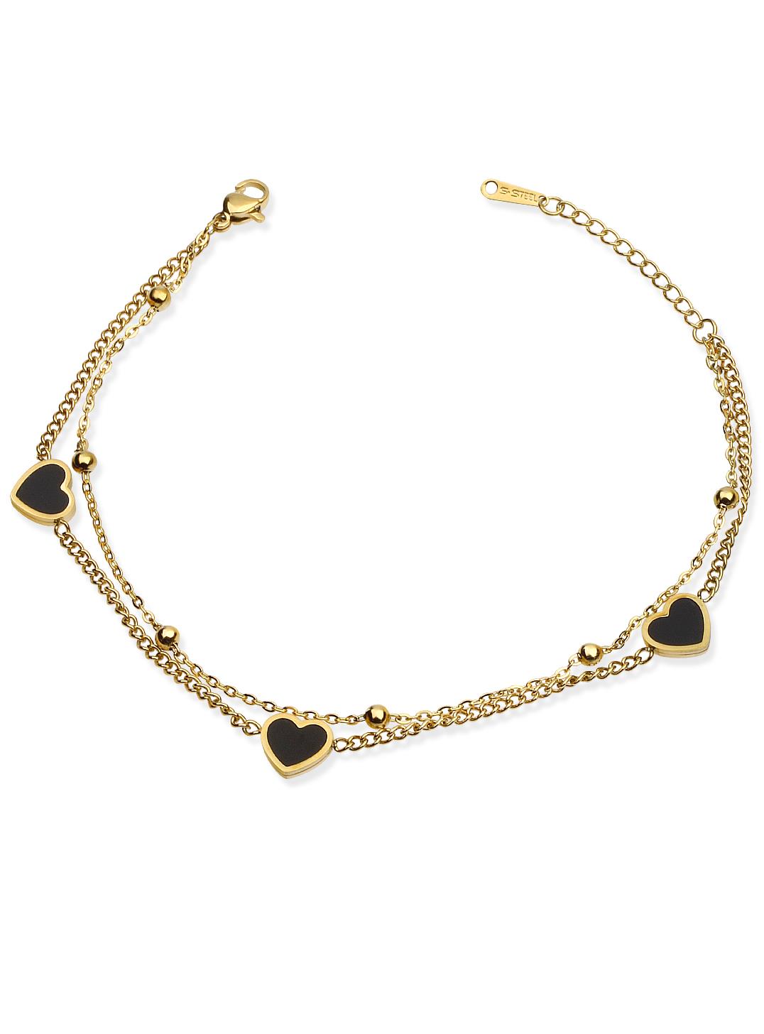 Çelik Çift Zincir Kalp Obje Halhal