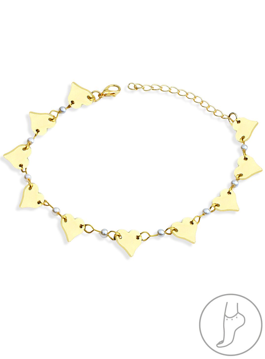 Kalp Objeler ve İnci Dizi Halhal