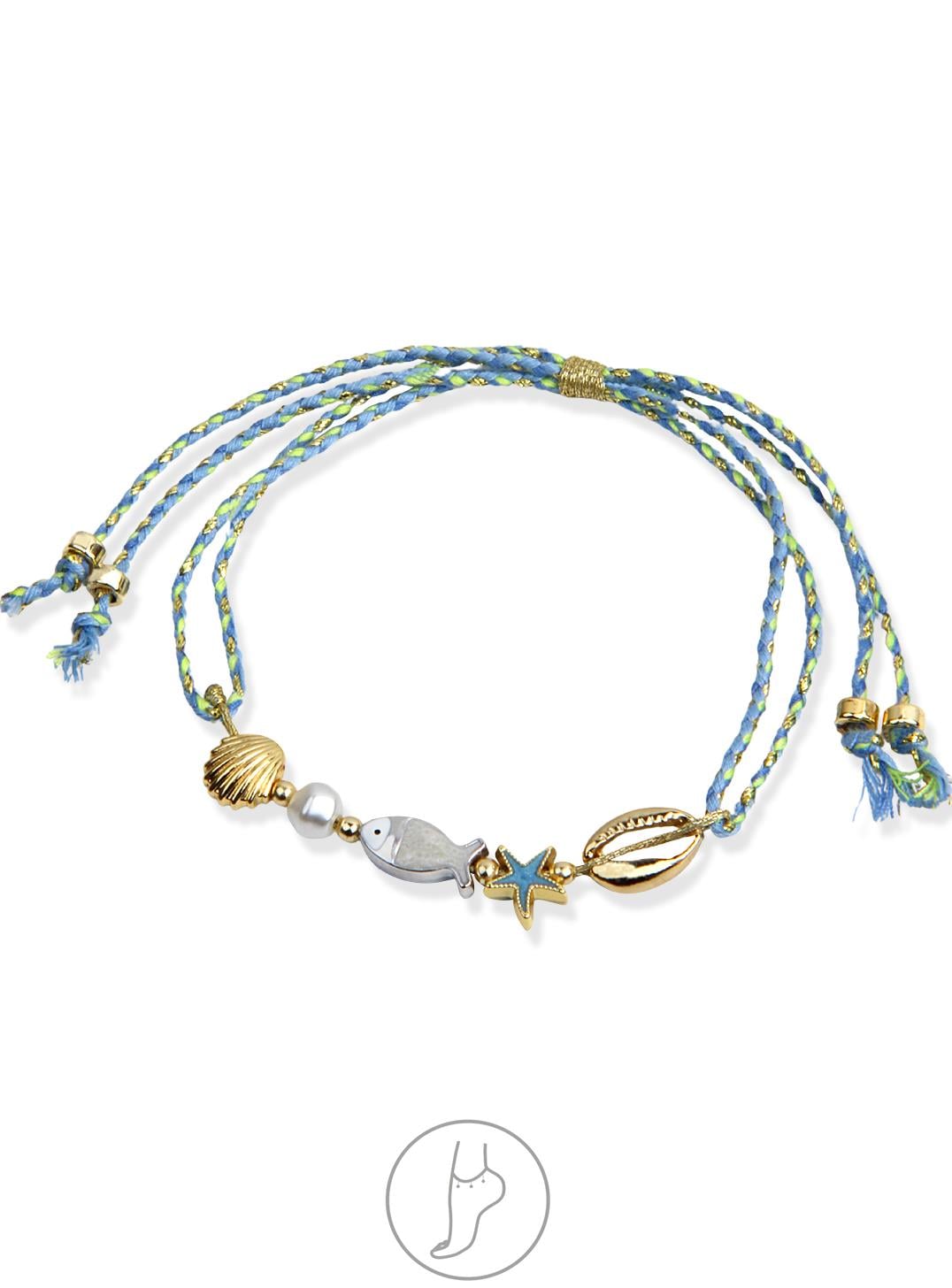 Mineli Balık Detay Çift İp Halhal