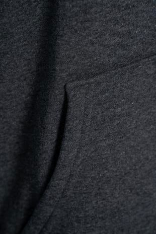  Unisex Kapüşonlu Cep Detaylı Üç İplik Sweatshirt - Antrasit