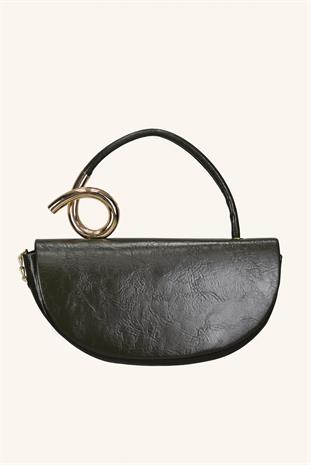 Aura Metal Detaylı El ve Omuz Çantası - Yeşil