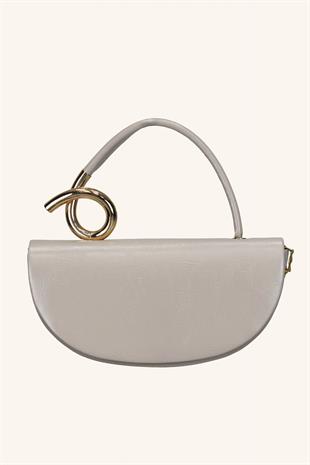 Aura Metal Detaylı El ve Omuz Çantası - Vizon