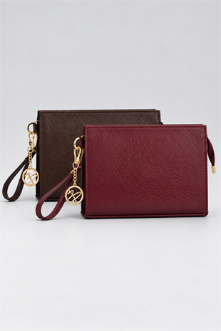 Biess Portföy 2 Li Clutch El Çantası - AcıKahve - Bordo
