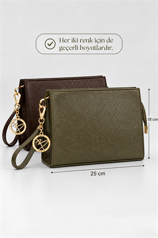 Biess Portföy 2 Li Clutch El Çantası - AcıKahve - Haki