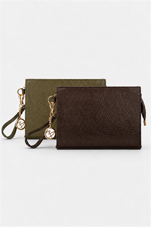 Biess Portföy 2 Li Clutch El Çantası - AcıKahve - Haki